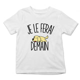 T-shirt Enfant Golden Retriever | Je le ferai Demain | Bodies Collection Animaux Humour Mignon - Planetee