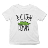 T-shirt Enfant Crocodile | Je le ferai Demain | Bodies Collection Animaux Humour Mignon - Planetee