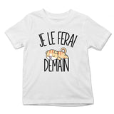 T-shirt Enfant Chat Scottish rayé | Je le ferai Demain | Bodies Collection Animaux Humour Mignon - Planetee