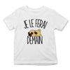 T-shirt Enfant Carlin | Je le ferai Demain | Bodies Collection Animaux Humour Mignon - Planetee