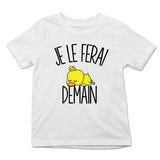 T-shirt Enfant Bébé Canard | Je le ferai Demain | Bodies Collection Animaux Humour Mignon - Planetee