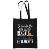 Sac Tote Bag Bengal Je travaille dur Noir - Planetee