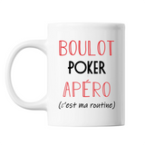 Mug Poker C'est ma Routine Blanc - Planetee