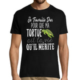 T-shirt Homme Tortue | Je travaille dur - Planetee