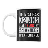 Mug 72 Ans Expérience Noir - Planetee