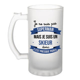 Chope de bière Je ne suis pas Superman, je suis Skieur - Planetee