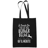 Sac Tote Bag Berger Belge Je travaille dur Noir - Planetee