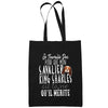 Sac Tote Bag Cavalier King Charles Je travaille dur Noir - Planetee