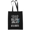 Sac Tote Bag Bulldog Anglais Je travaille dur Noir - Planetee