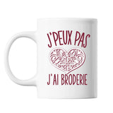 Mug Broderie j'peux pas Blanc - Planetee