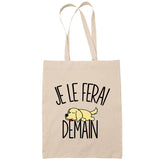 Sac Tote Bag golden retriever je le ferai demain beige - Planetee