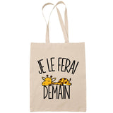 Sac Tote Bag girafe je le ferai demain beige - Planetee