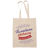 Sac Tote Bag Pêcheuse Femme Meilleure du Monde beige - Planetee