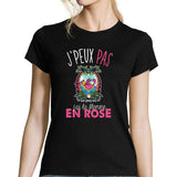T-shirt Femme Je peux pas j'ai la flemme en rose - Planetee
