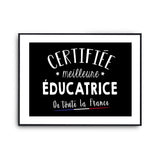 Affiche Educatrice Femme Métier Meilleure de France - Planetee