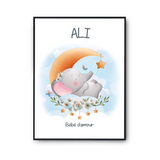 Affiche Ali bébé d'amour éléphant - Planetee