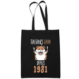 Sac Tote Bag Anniversaire 1981Toujours Faim Noir - Planetee