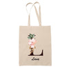 Tote Bag beige Lana Lettre Fleur - Planetee