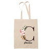 Tote Bag beige Charlène Lettre Fleur - Planetee