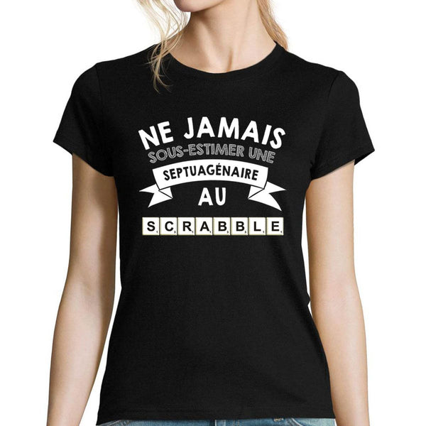 T-shirt femme scrabble septuagénaire - Planetee