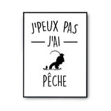 Affiche Pêche minimaliste j'peux pas Blanc Premium - Planetee