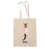 Tote Bag beige Jade Lettre Fleur - Planetee