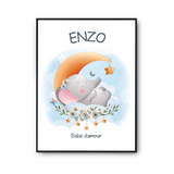 Affiche Enzo bébé d'amour éléphant - Planetee