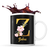 Mug noir Zohra Lettre Fleur - Planetee