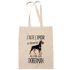 Sac Tote Bag doberman amour beige - Planetee