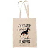 Sac Tote Bag doberman amour beige - Planetee