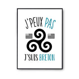 Affiche Breton j'peux pas Blanc Premium - Planetee