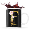 Mug noir Fiona Lettre Fleur - Planetee