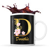 Mug noir Dorothée Lettre Fleur - Planetee