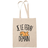 Sac Tote Bag chow-chow je le ferai demain beige - Planetee