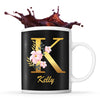 Mug noir Kelly Lettre Fleur - Planetee