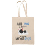 Sac Tote Bag bouledogue francais amour beige - Planetee