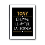 Affiche Tony prénom mythe légende Jaune - Planetee