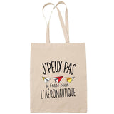 Sac Tote Bag J'peux pas Avion en papier aéronautique beige - Planetee