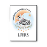 Affiche Marius adorable bébé quand je dors Zèbre - Planetee