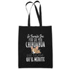 Sac Tote Bag Chihuahua Je travaille dur Noir - Planetee