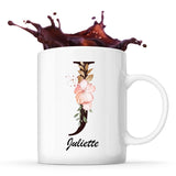 Mug Blanc Juliette Lettre Fleur - Planetee