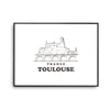 Affiche Toulouse | Poster Tableau dessin ville de France pour décoration murale qualité papier Premium A4 - Planetee