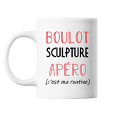 Mug Sculpture C'est ma Routine Blanc - Planetee