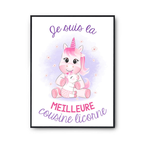 Affiche Bébé Enfant Meilleure Famille Licorne Personnalisable Fille - Planetee