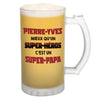 Chope de bière Pierre-Yves Super Héros Super Papa - Planetee