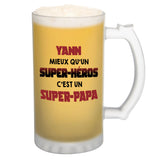 Chope de bière Yann Super Héros Super Papa - Planetee