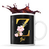 Mug noir Zoé Lettre Fleur - Planetee