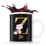 Mug noir Zoé Lettre Fleur - Planetee