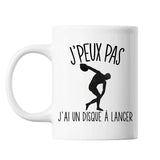 Mug Lancer du disque j'peux pas Blanc - Planetee