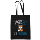Sac Tote Bag Méditation Renard Je peux pas Noir - Planetee